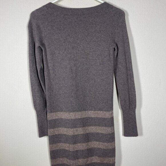 Banana Republic Women's LS Brown Gold Shimmer Stripe Sweater Dress XS Wool Blend - Picture 5 of 6
